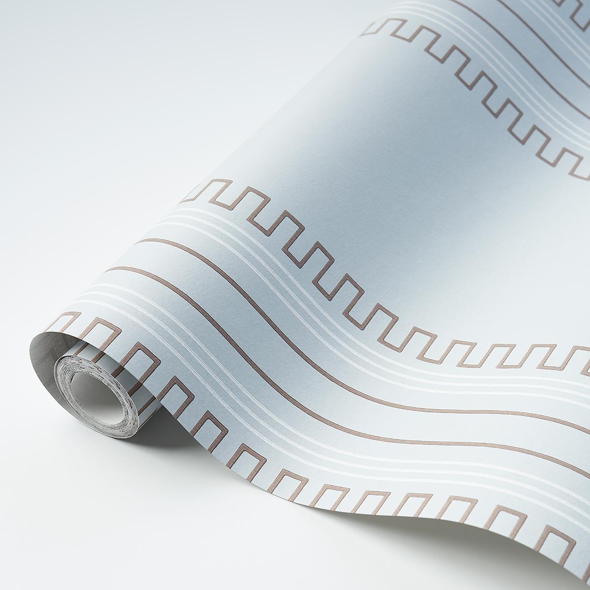 Schumacher Greco Stripe Sky Wallpaper