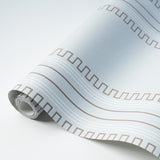 Schumacher Greco Stripe Sky Wallpaper