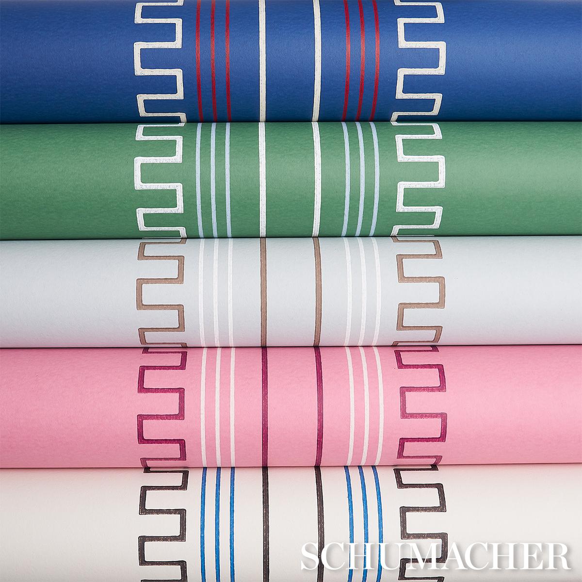 Schumacher Greco Stripe Sky Wallpaper