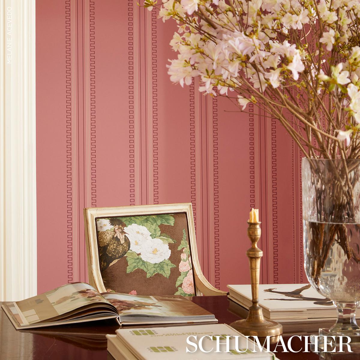 Schumacher Greco Stripe Pink Wallpaper