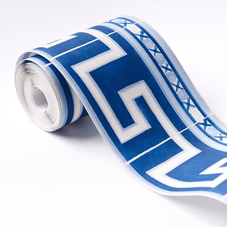 Schumacher Azulejos Border Azure Wallpaper