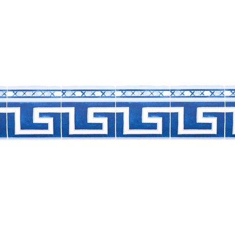 Schumacher Azulejos Border Azure Wallpaper