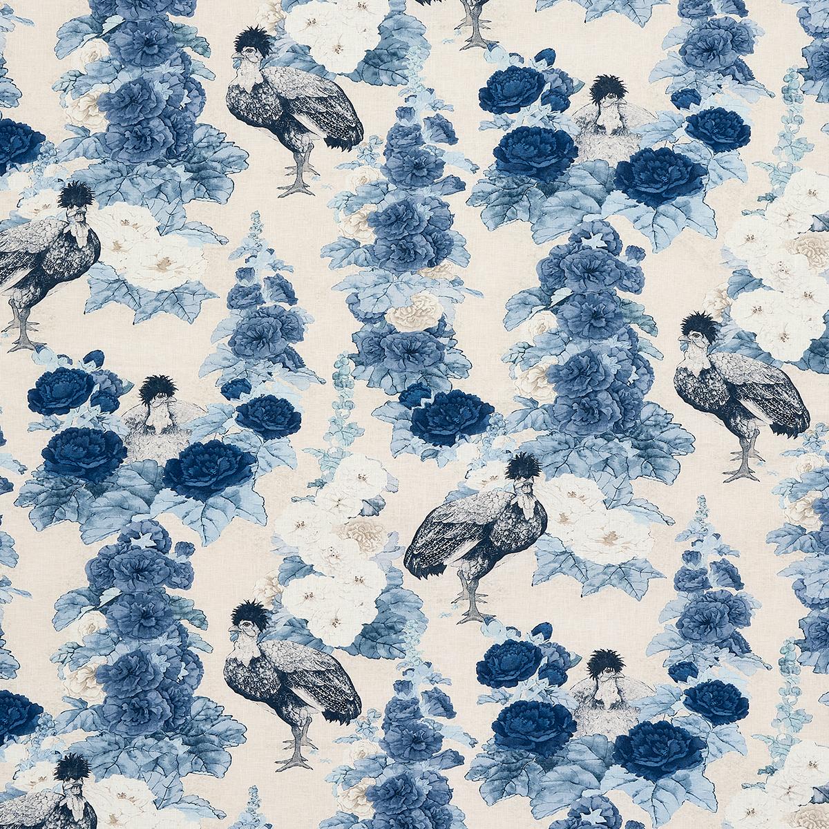 Schumacher Lady Hollyhock Delft Fabric