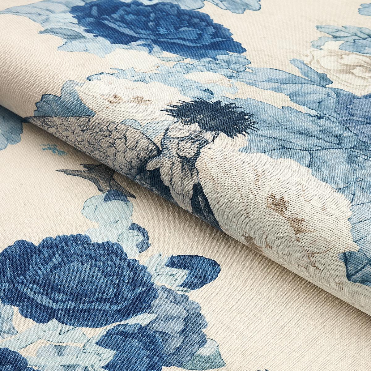 Schumacher Lady Hollyhock Delft Fabric
