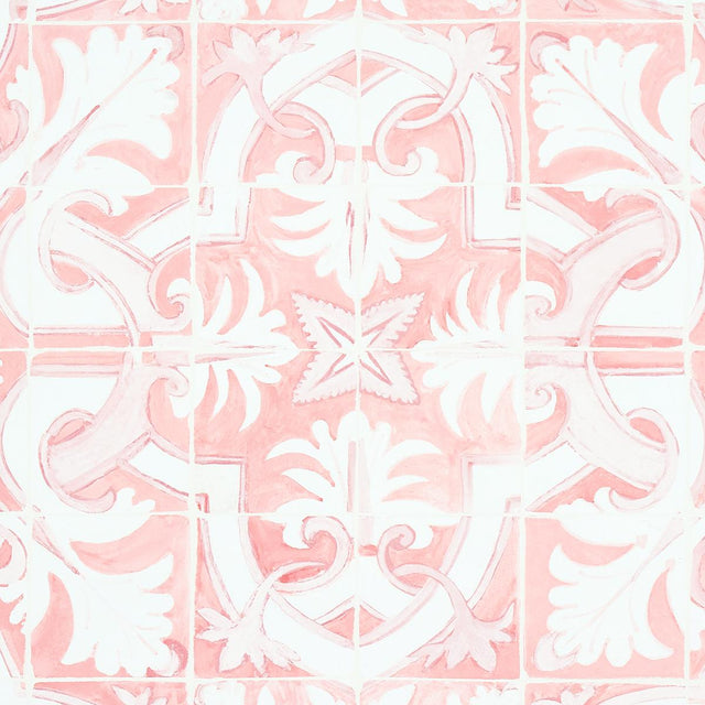 Schumacher Azulejos Pink Wallpaper