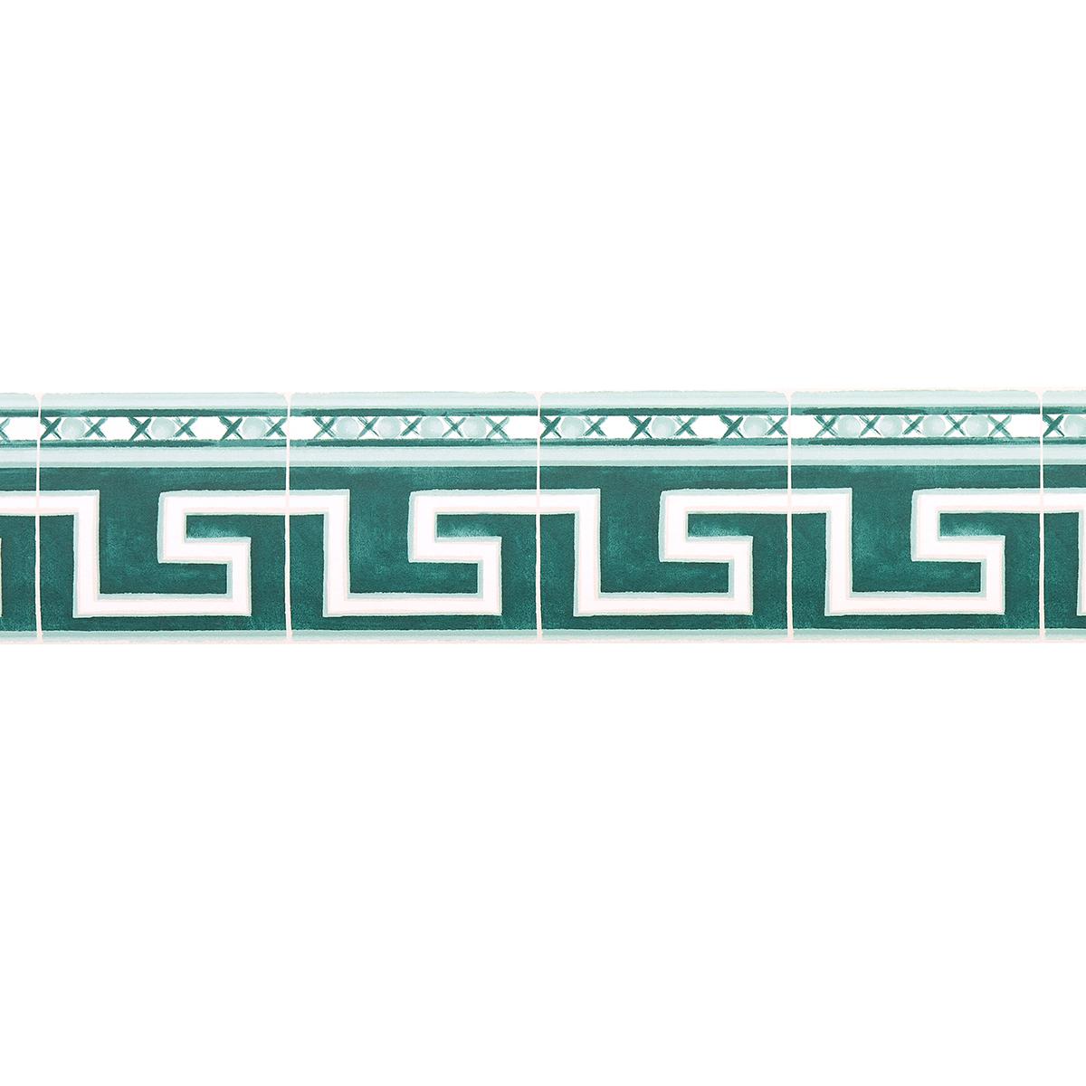 Schumacher Azulejos Border Emerald Wallpaper