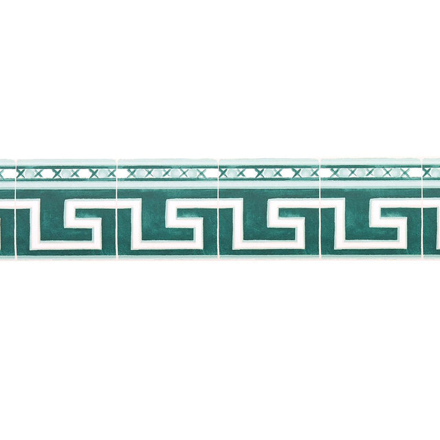 Schumacher Azulejos Border Emerald Wallpaper