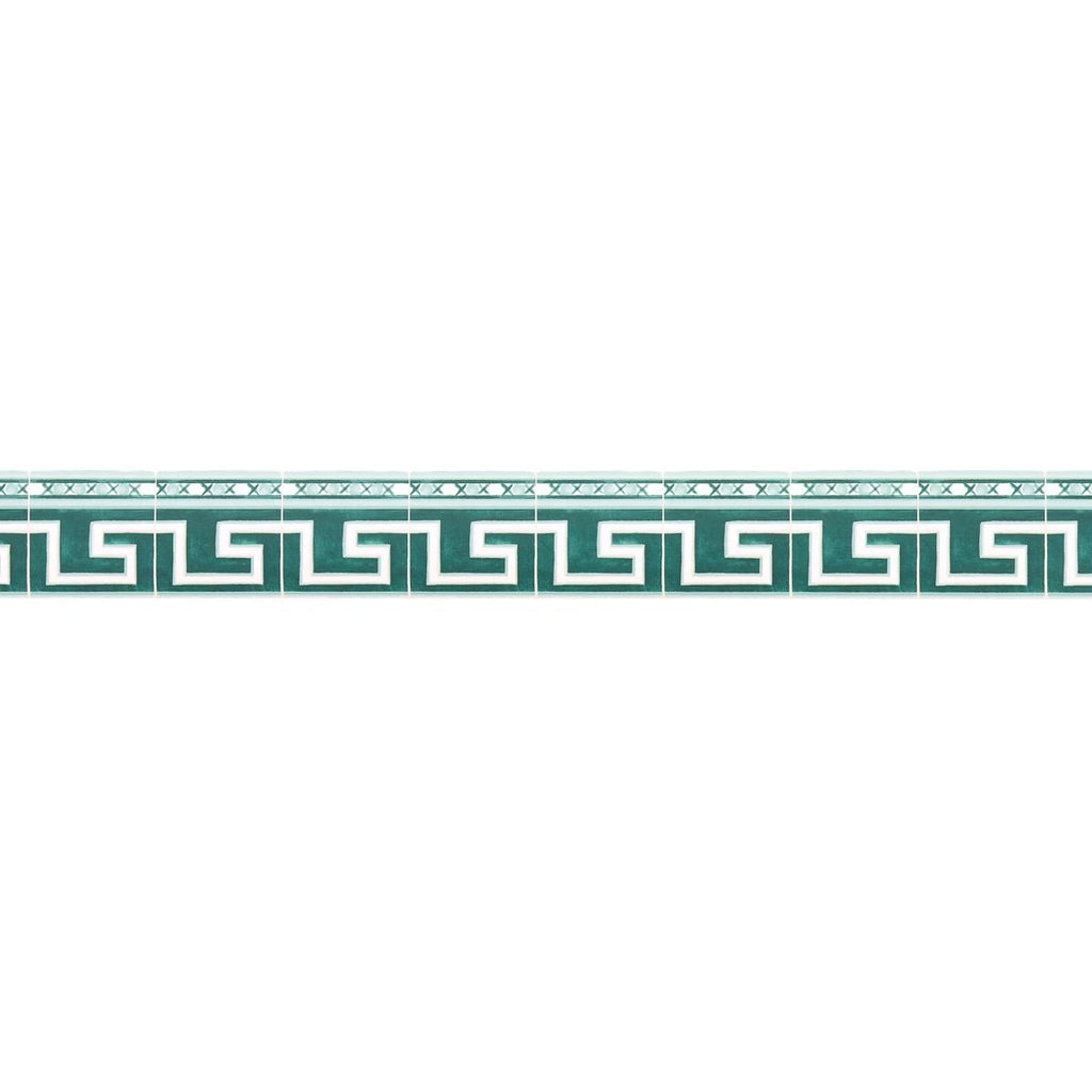 Schumacher Azulejos Border Emerald Wallpaper