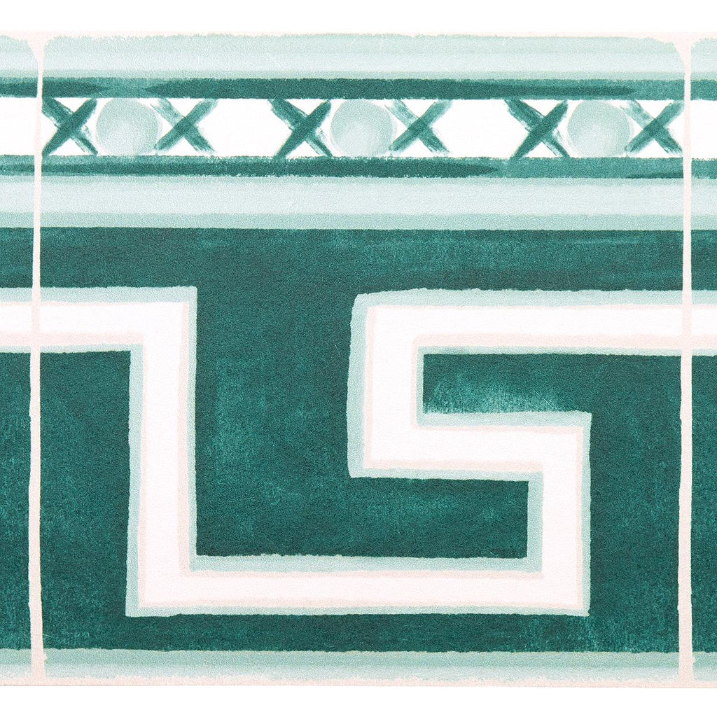 Schumacher Azulejos Border Emerald Wallpaper