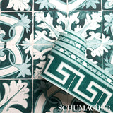 Schumacher Azulejos Border Emerald Wallpaper
