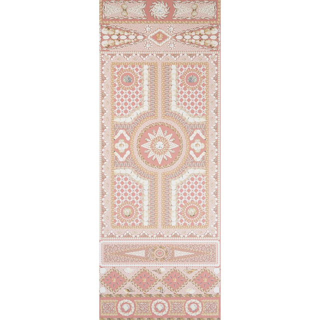 Schumacher Shell Grotto Panel A Coral Wallpaper