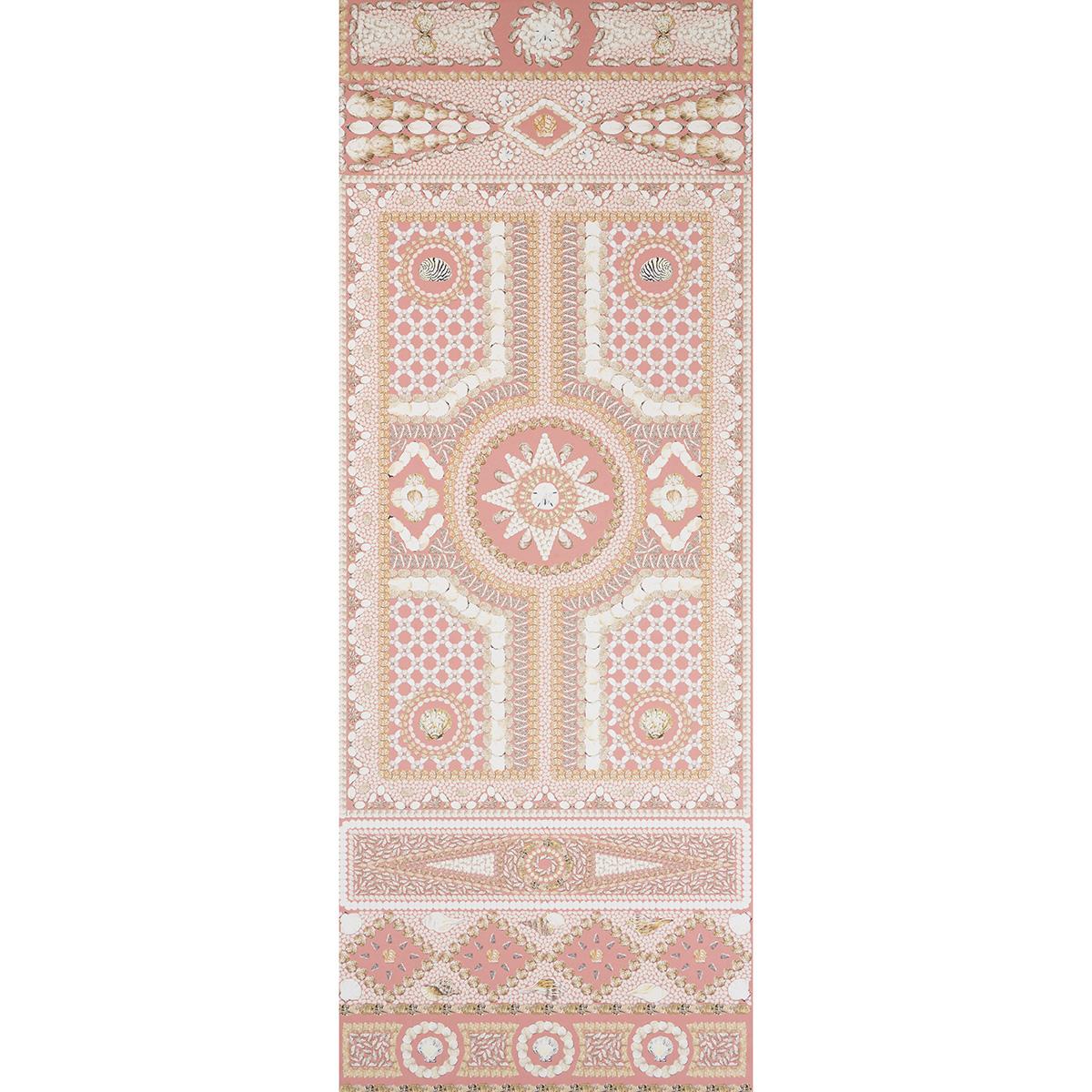 Schumacher Shell Grotto Panel A Coral Wallpaper