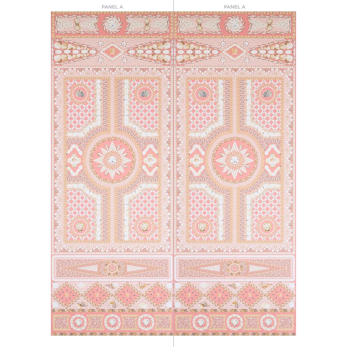 Schumacher Shell Grotto Panel A Coral Wallpaper