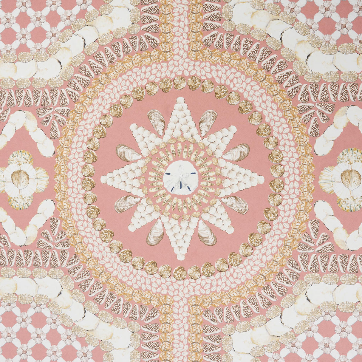 Schumacher Shell Grotto Panel A Coral Wallpaper