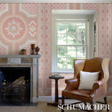 Schumacher Shell Grotto Panel A Coral Wallpaper