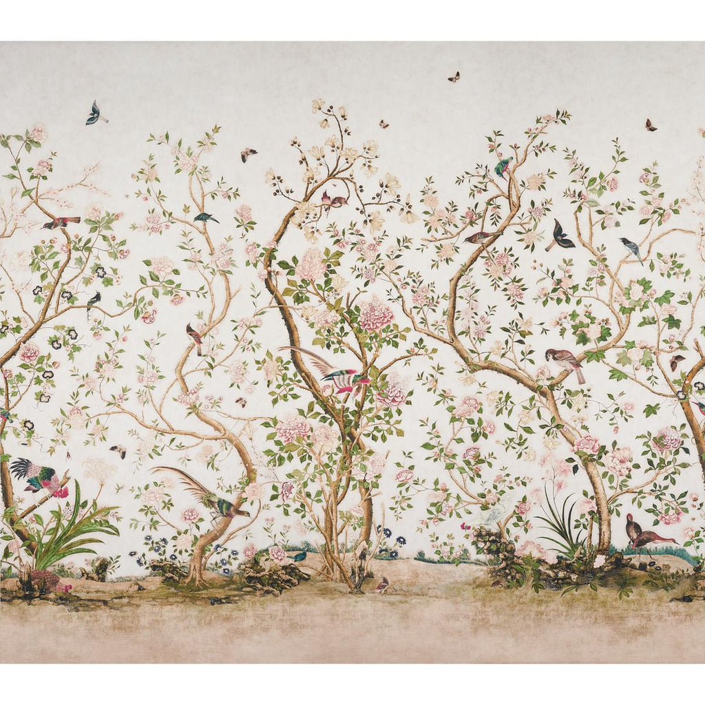 Schumacher Les Oiseaux Panel Set Ivory Wallpaper