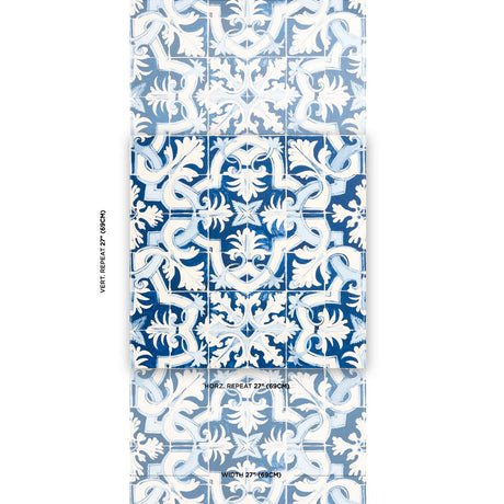 Schumacher Azulejos Azure Wallpaper