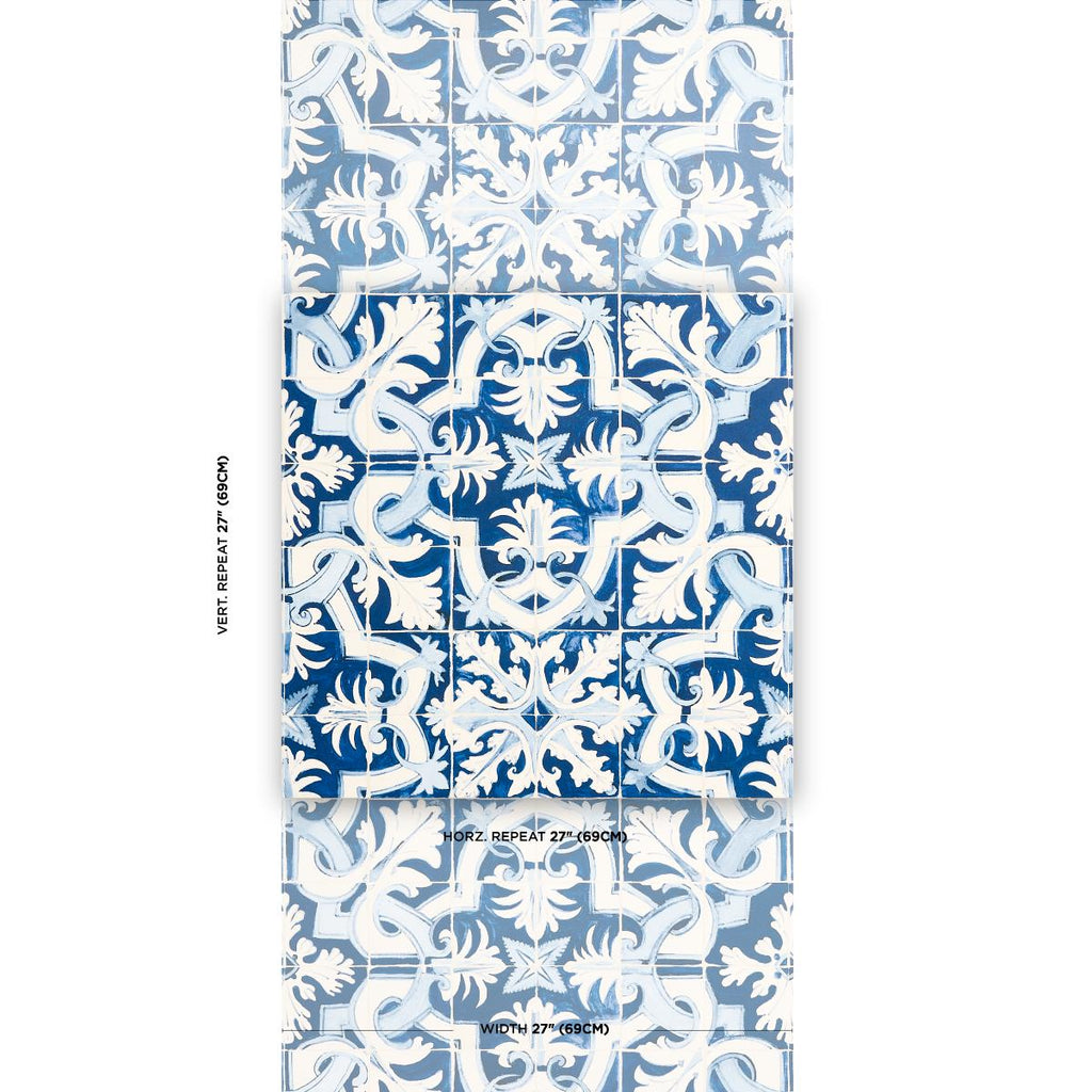 Schumacher Azulejos Azure Wallpaper