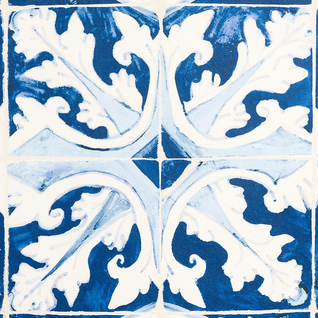 Schumacher Azulejos Azure Wallpaper