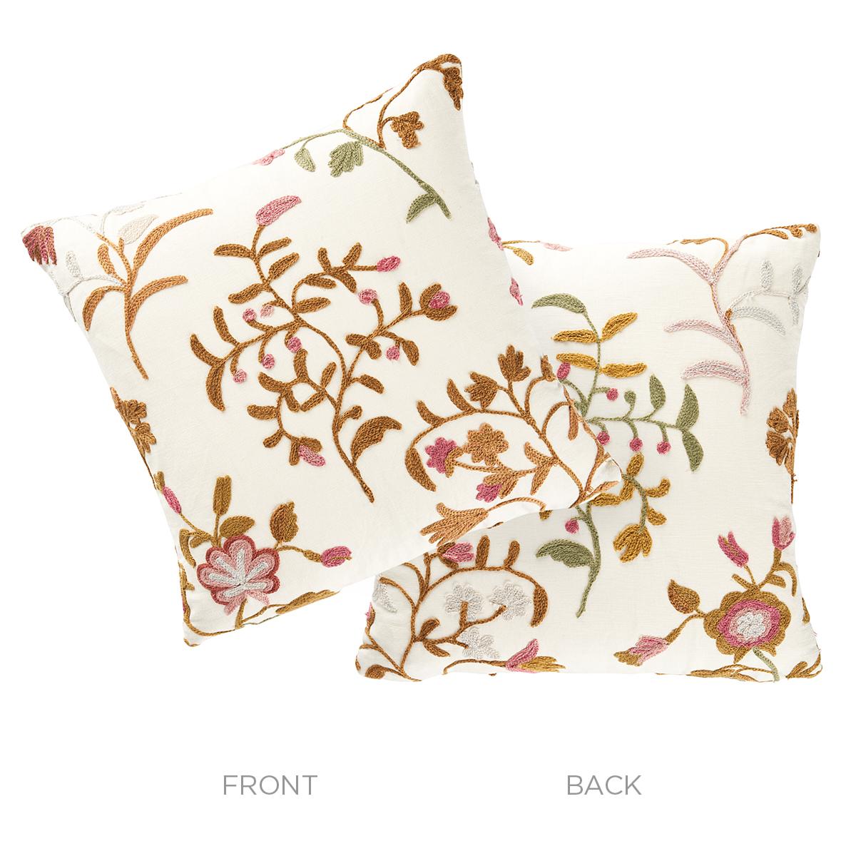 Schumacher Autumn 14" x 14" Raleigh Crewel Embroidery Pillow B