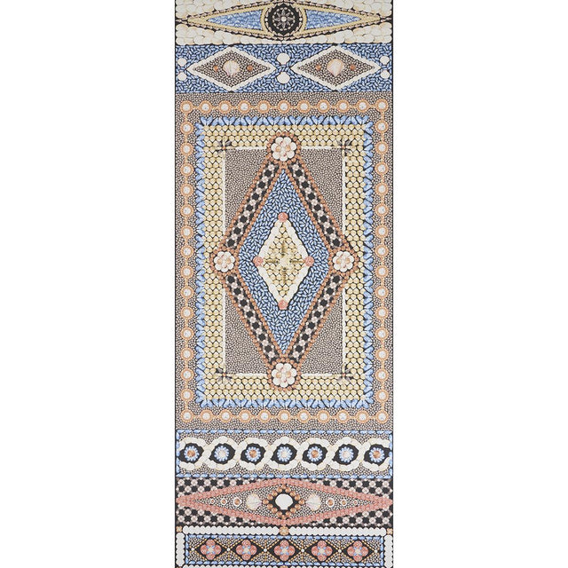 Schumacher Shell Grotto Panel B Onyx Multi Wallpaper