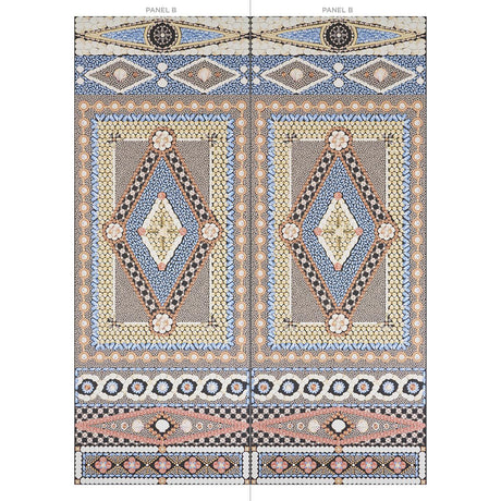 Schumacher Shell Grotto Panel B Onyx Multi Wallpaper