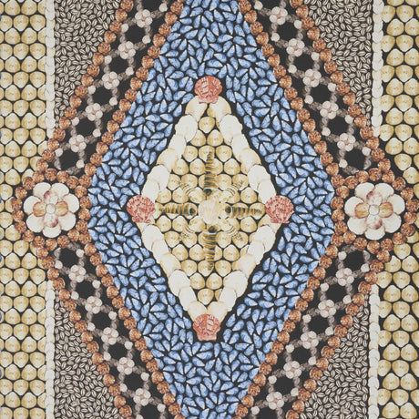 Schumacher Shell Grotto Panel B Onyx Multi Wallpaper