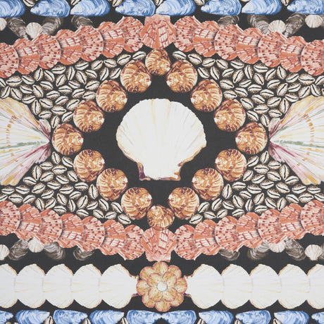 Schumacher Shell Grotto Panel B Onyx Multi Wallpaper