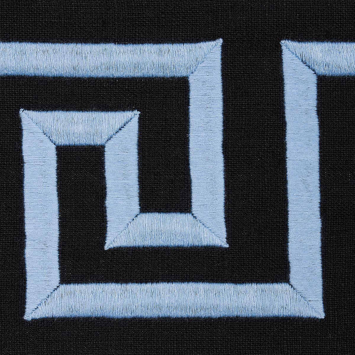 Schumacher Plato Tape Black And Sky Trim