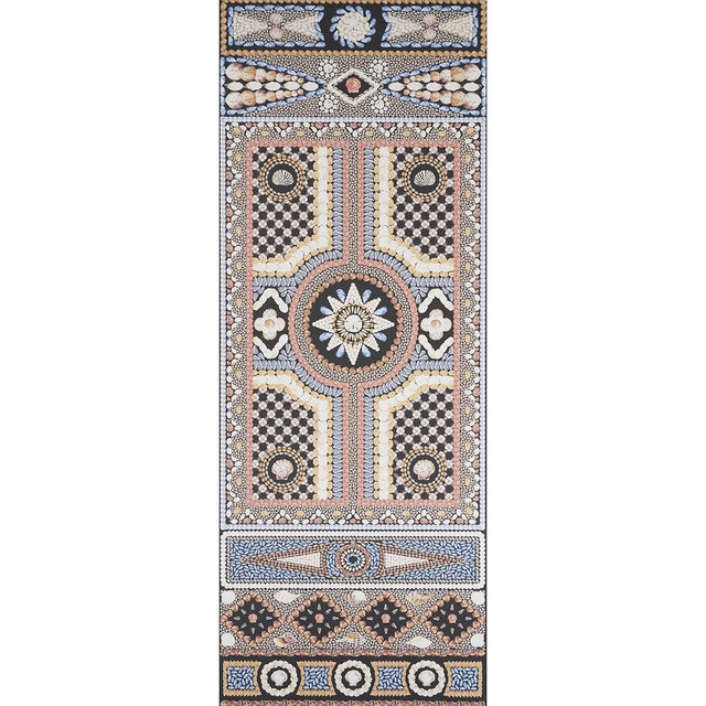 Schumacher Shell Grotto Panel A Onyx Multi Wallpaper