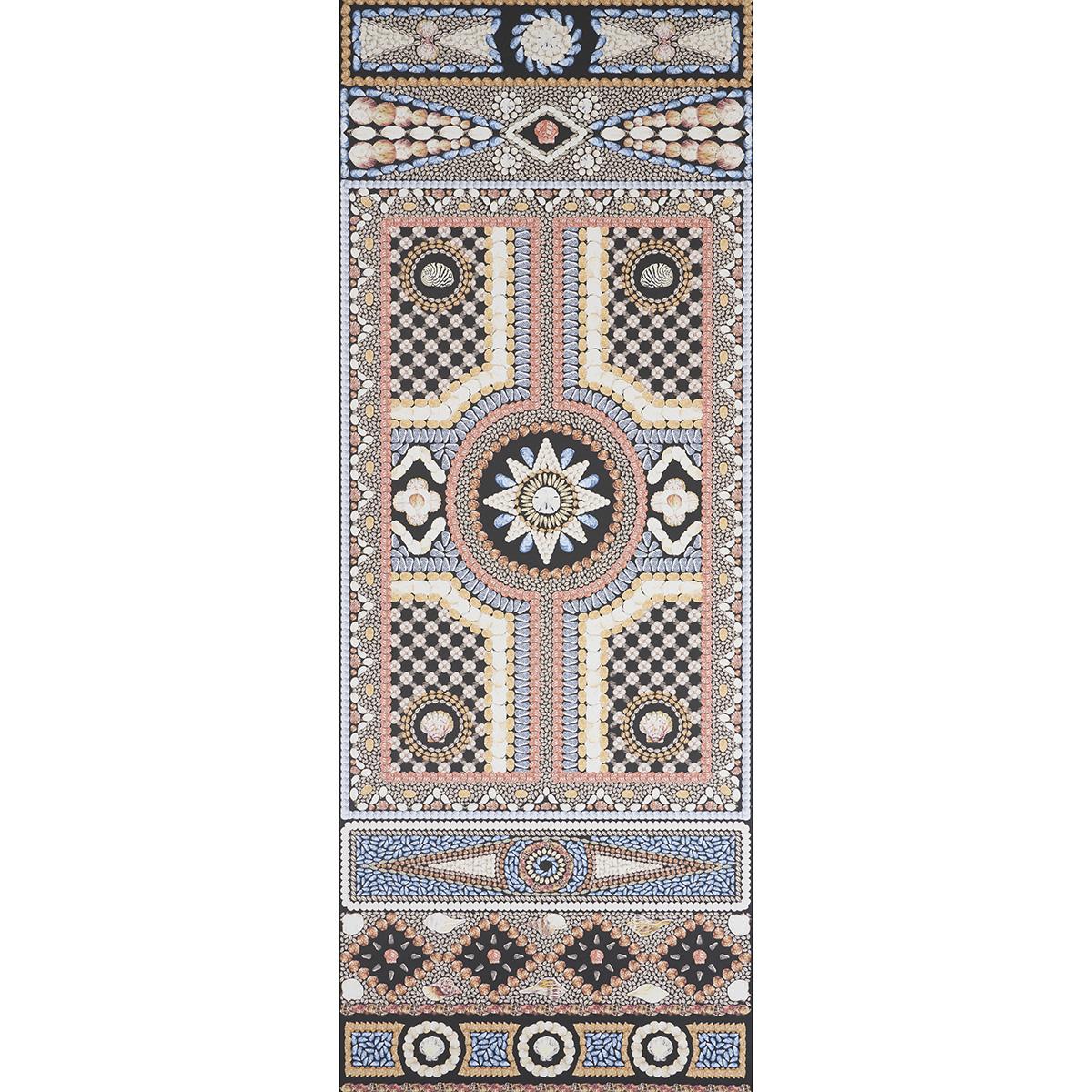 Schumacher Shell Grotto Panel A Onyx Multi Wallpaper