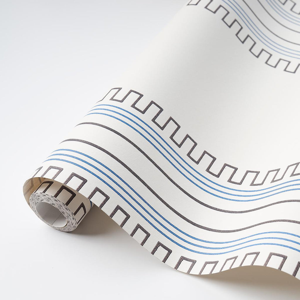 Schumacher Greco Stripe Ivory Wallpaper