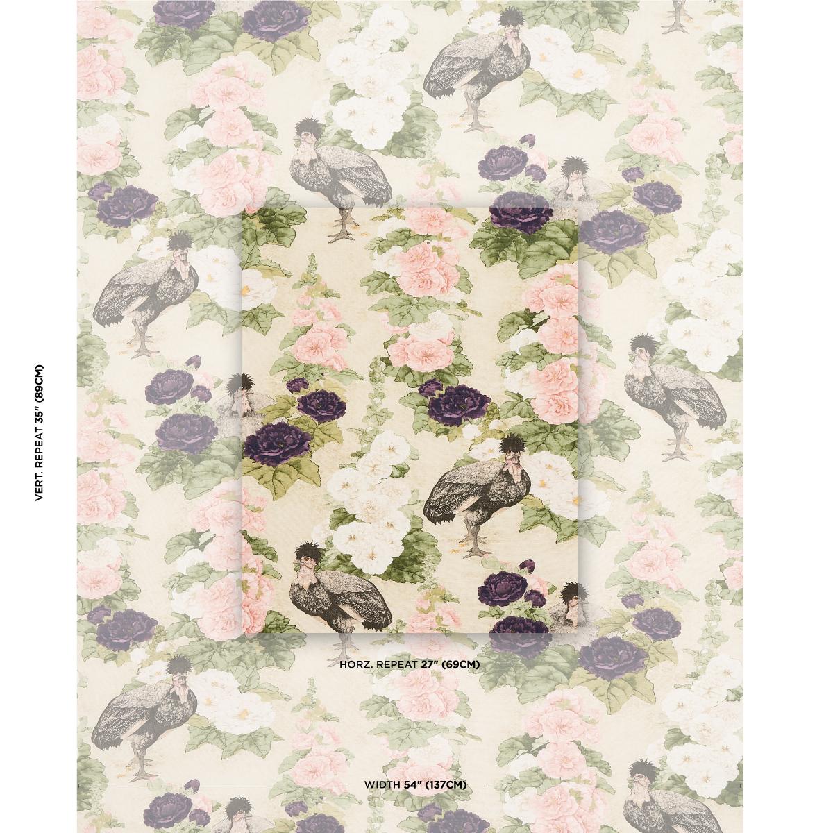 Schumacher Lady Hollyhock Creme Fabric