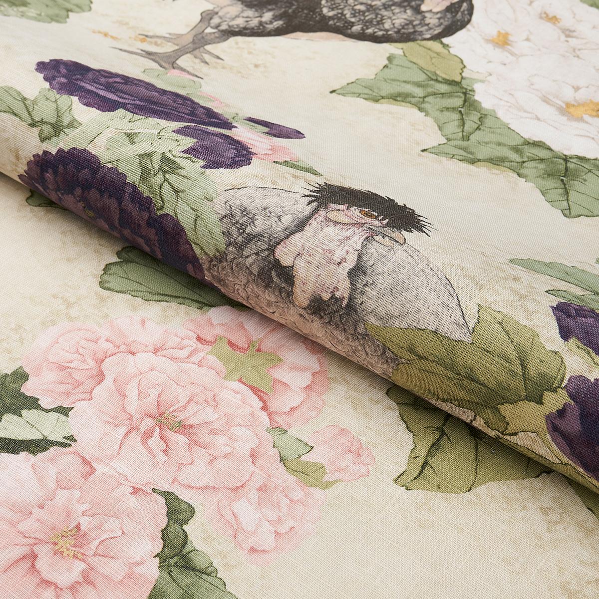 Schumacher Lady Hollyhock Creme Fabric