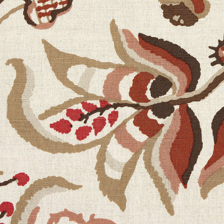 Schumacher Alexandra Vine Linen Natural & Spice Fabric