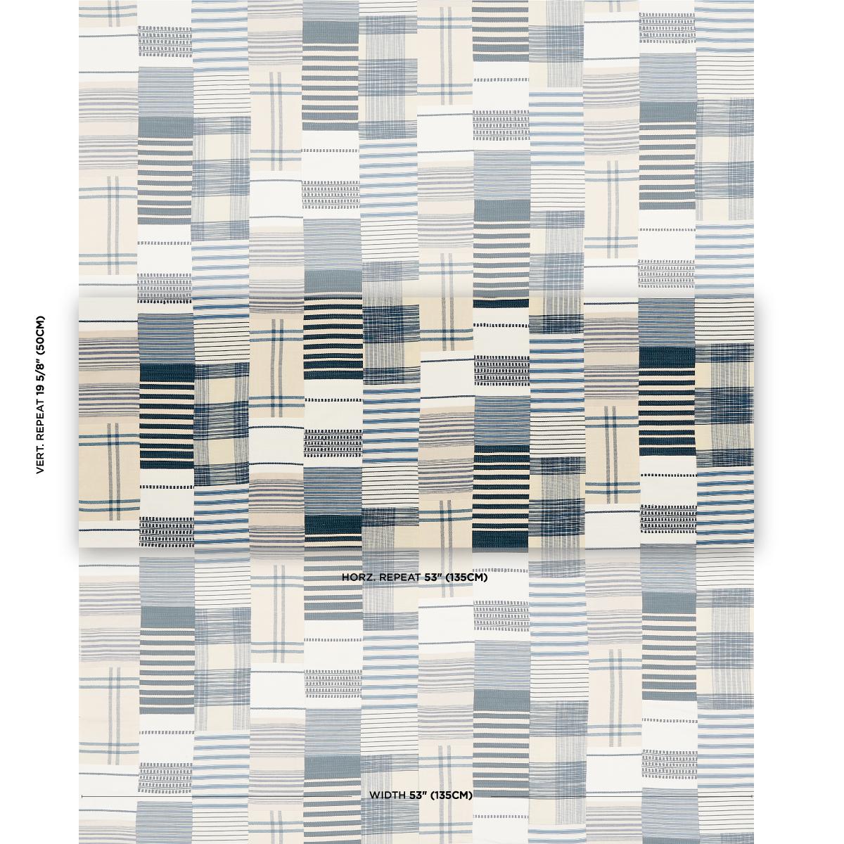 Schumacher Carlisle Patchwork Indigo Fabric