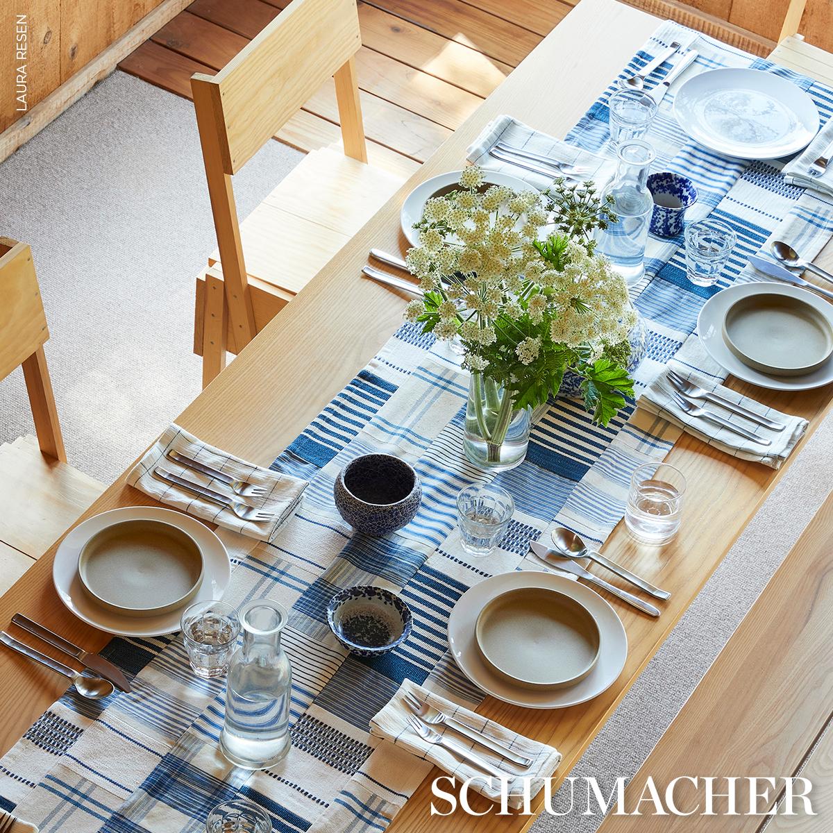 Schumacher Carlisle Patchwork Indigo Fabric