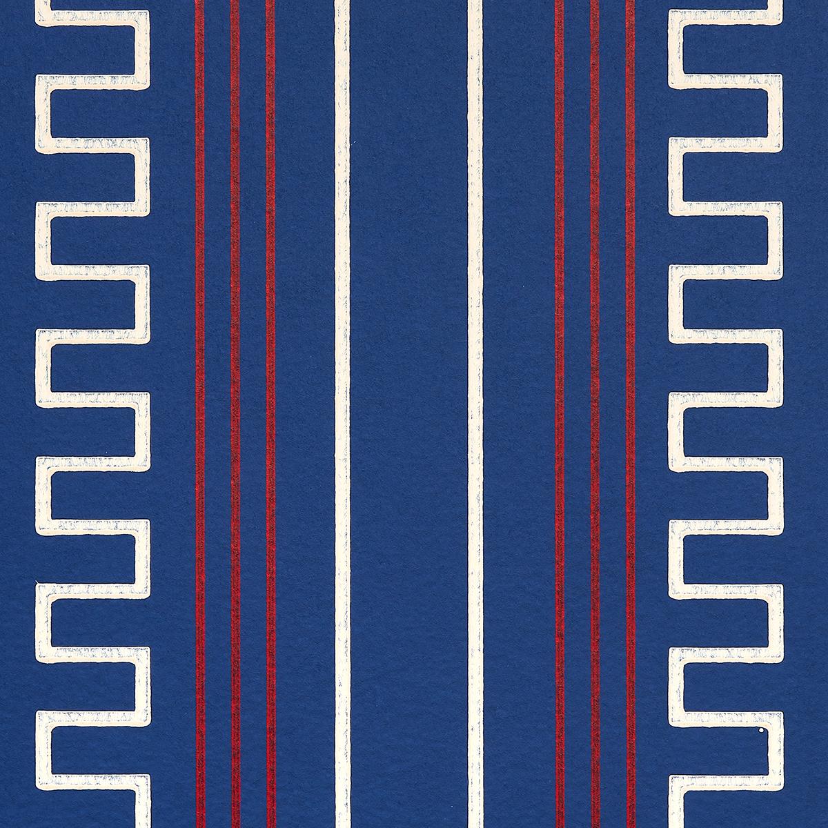 Schumacher Greco Stripe Navy Wallpaper