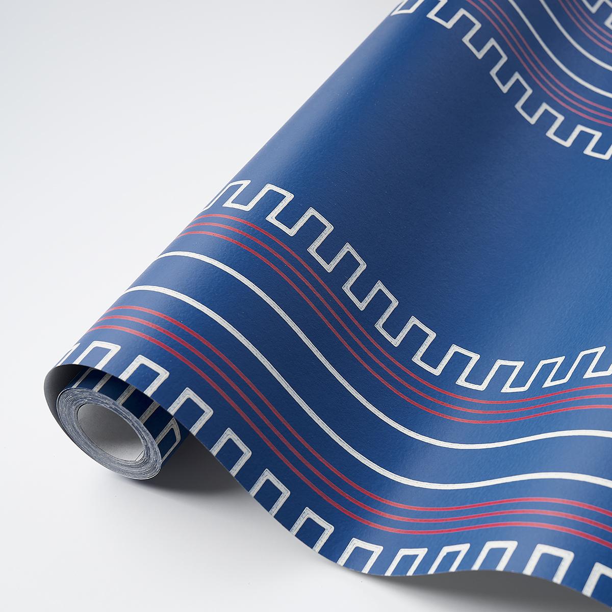 Schumacher Greco Stripe Navy Wallpaper