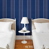 Schumacher Greco Stripe Navy Wallpaper