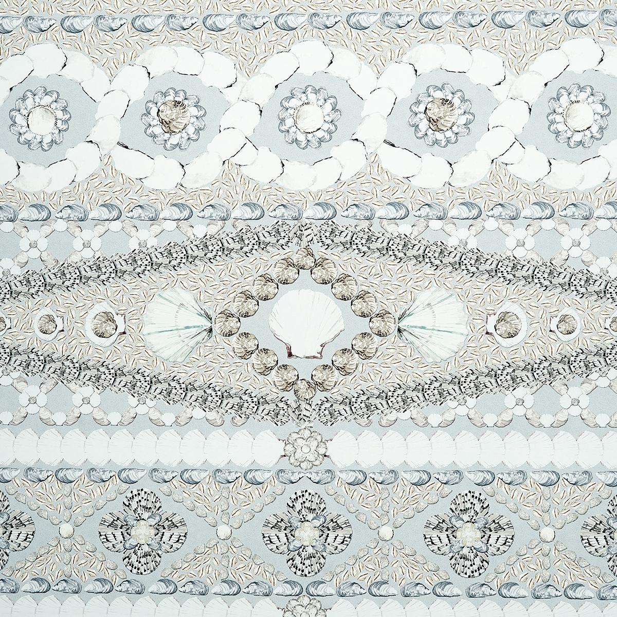 Schumacher Shell Grotto Panel B Seafoam Wallpaper
