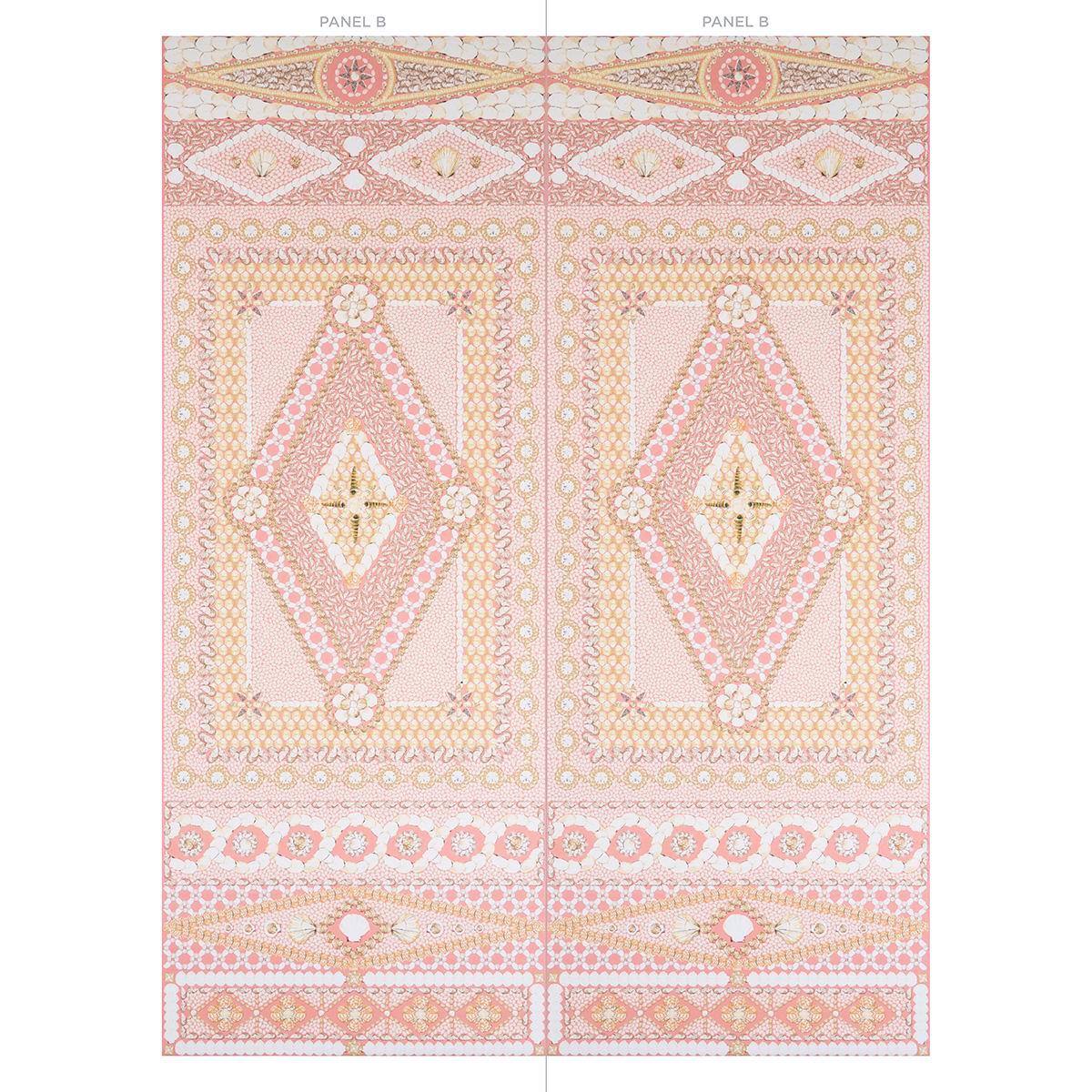 Schumacher Shell Grotto Panel B Coral Wallpaper
