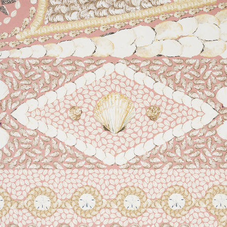 Schumacher Shell Grotto Panel B Coral Wallpaper