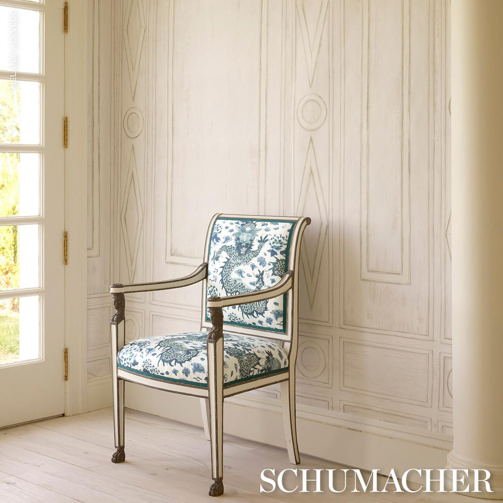 Schumacher Swedish Manor Panel B White Wallpaper