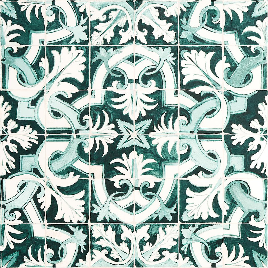 Schumacher Azulejos Emerald Wallpaper