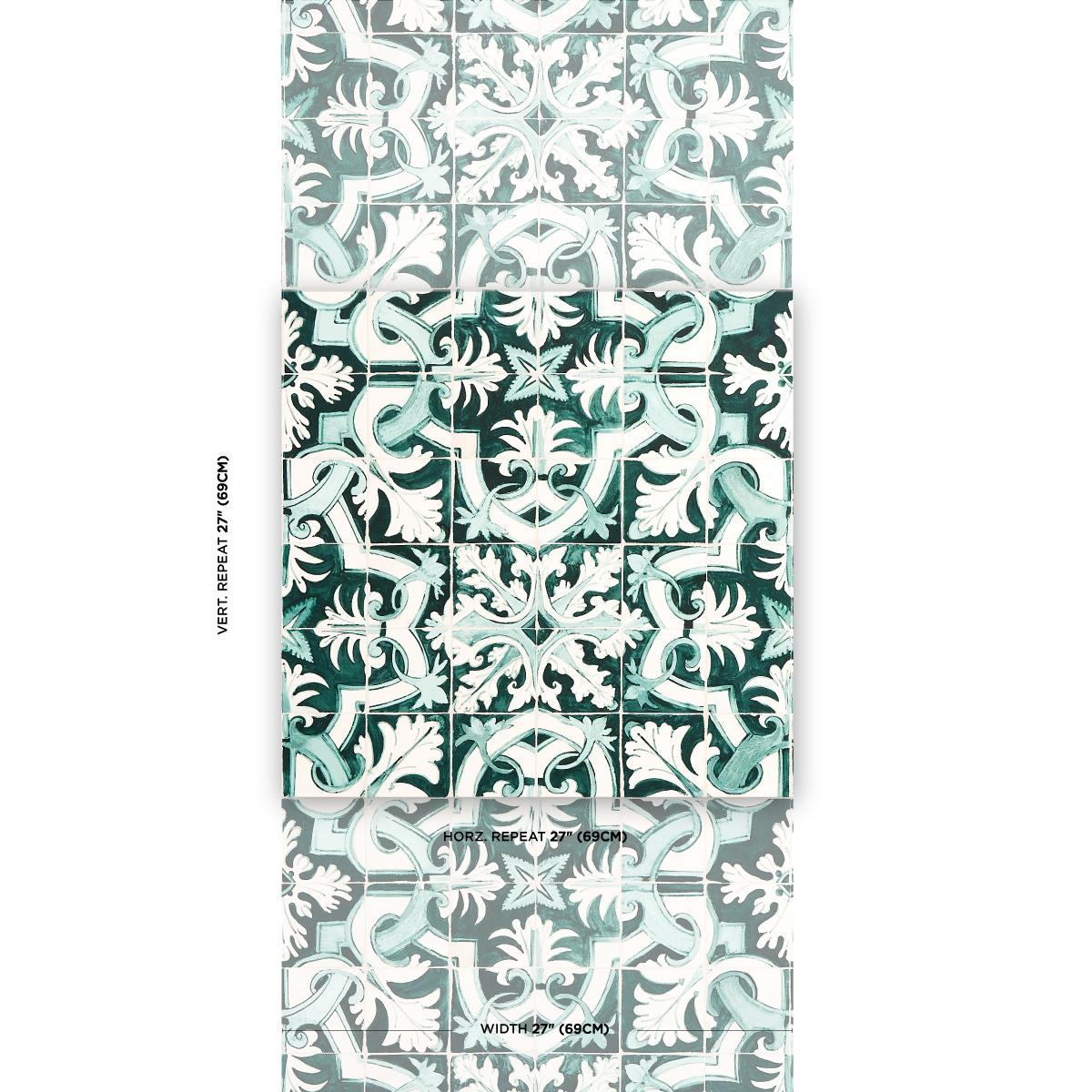 Schumacher Azulejos Emerald Wallpaper