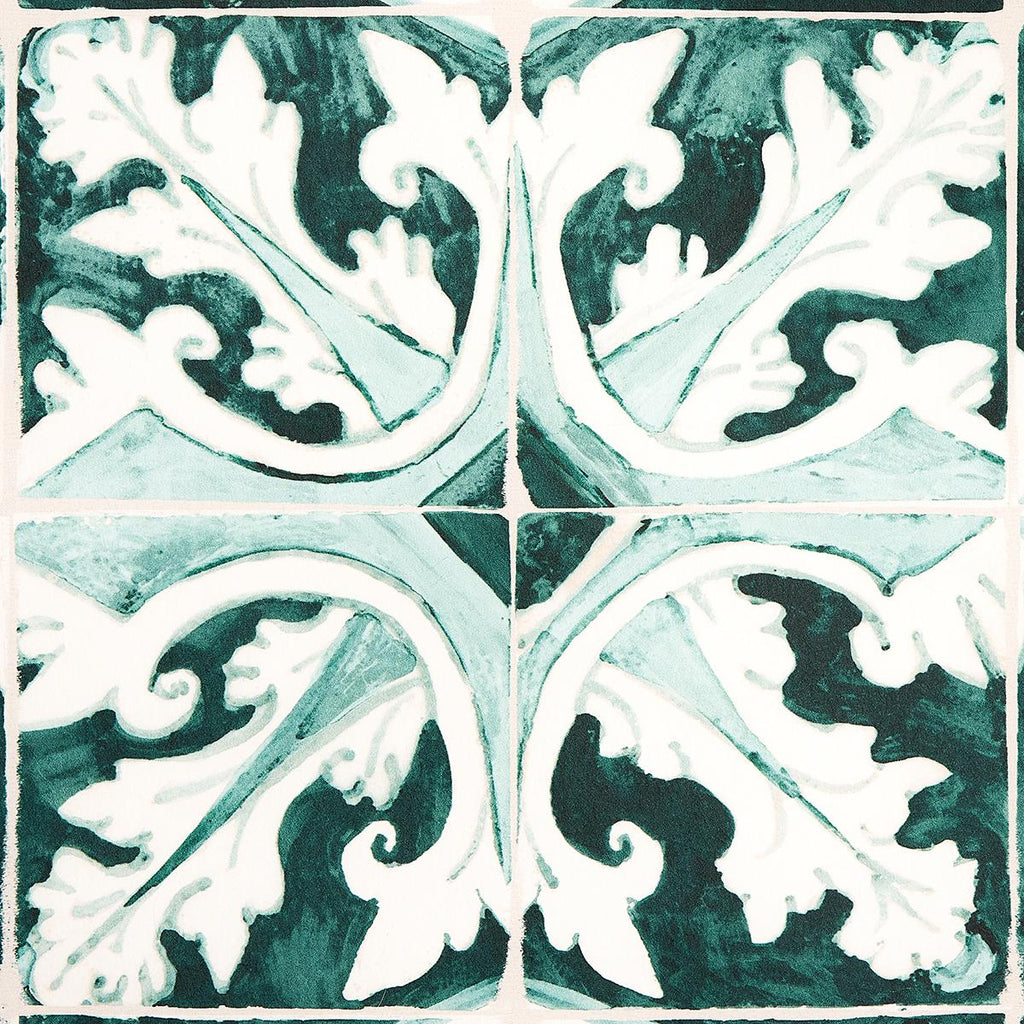Schumacher Azulejos Emerald Wallpaper