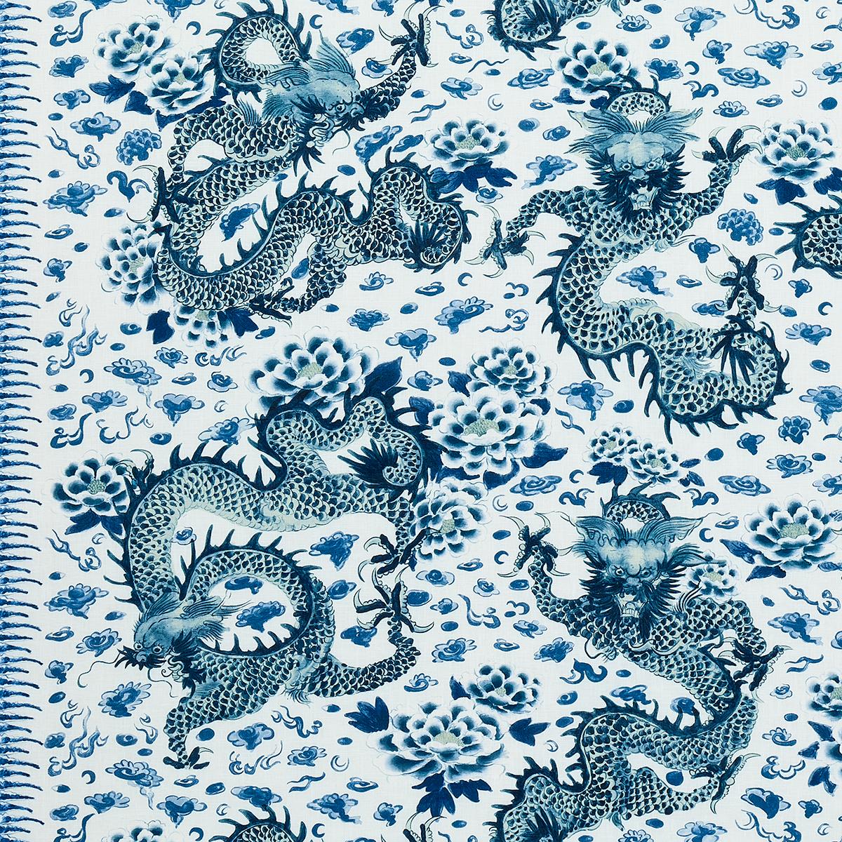 Schumacher Empress Dragon Delft Fabric