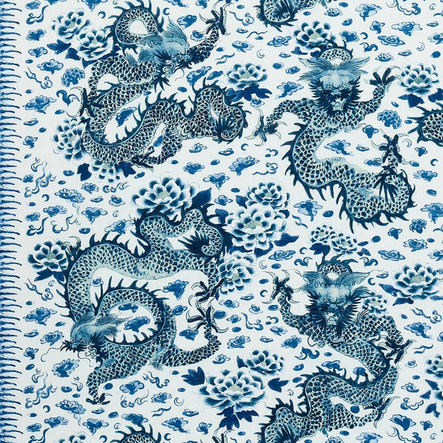 Schumacher Empress Dragon Delft Fabric