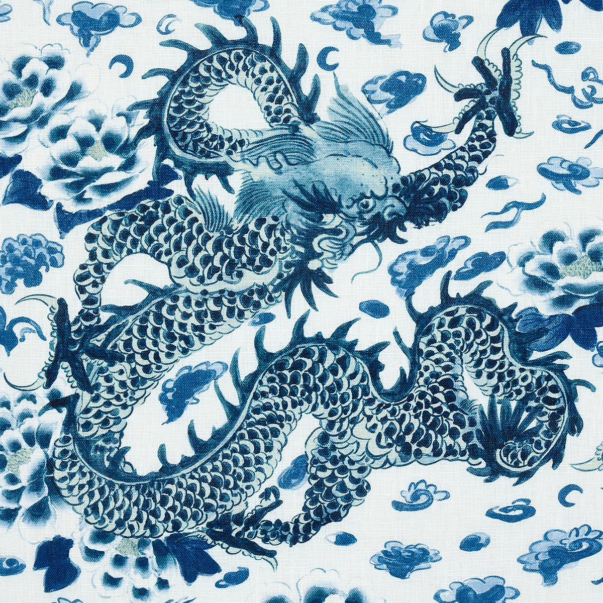 Schumacher Empress Dragon Delft Fabric